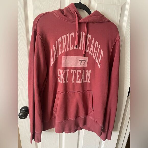 American Eagle Men's Super Soft Hoodie Red Ski Team Sweatshirt size M - Picture 1 of 4